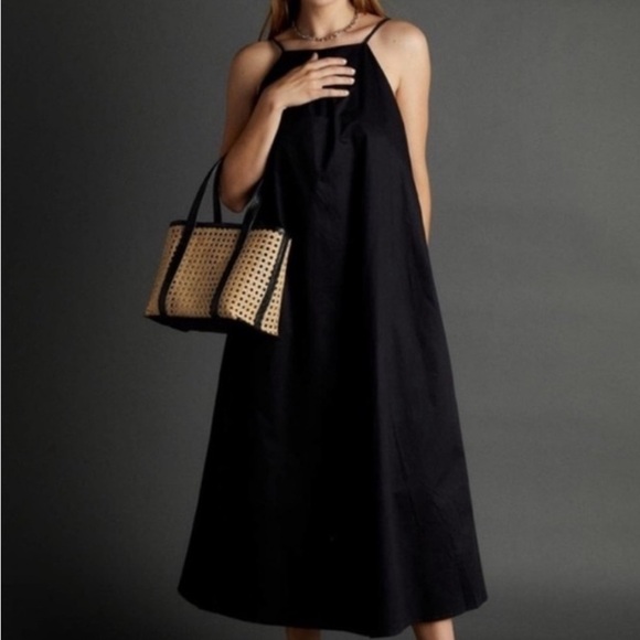 ANINE BING Bree Halter Neck Black Cotton Midi Dress Large Low Back - Picture 4 of 10